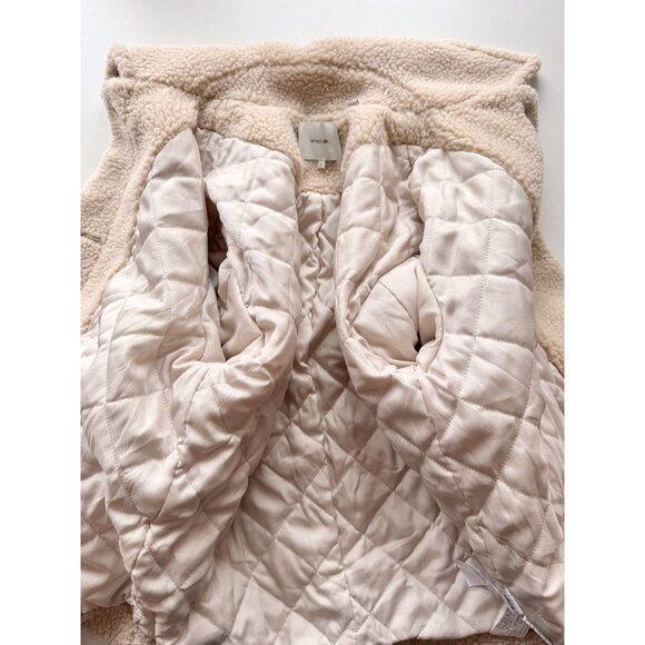 VINCE Beige Polyester Teddy Button Front Boxy Sherpa Jacket, Size XS - Picture 13 of 16